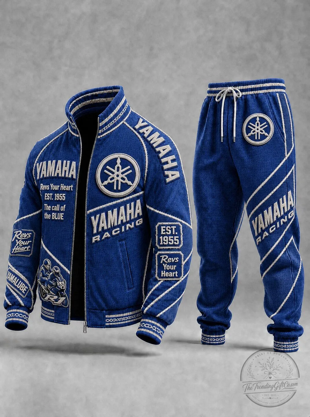Yamaha Racing Blue Motorcycle Enthusiast Tracksuit Jacket and Pants Set 1 Yamaha Racing Blue Motorcycle Enthusiast Tracksuit Jacket and Pants Set