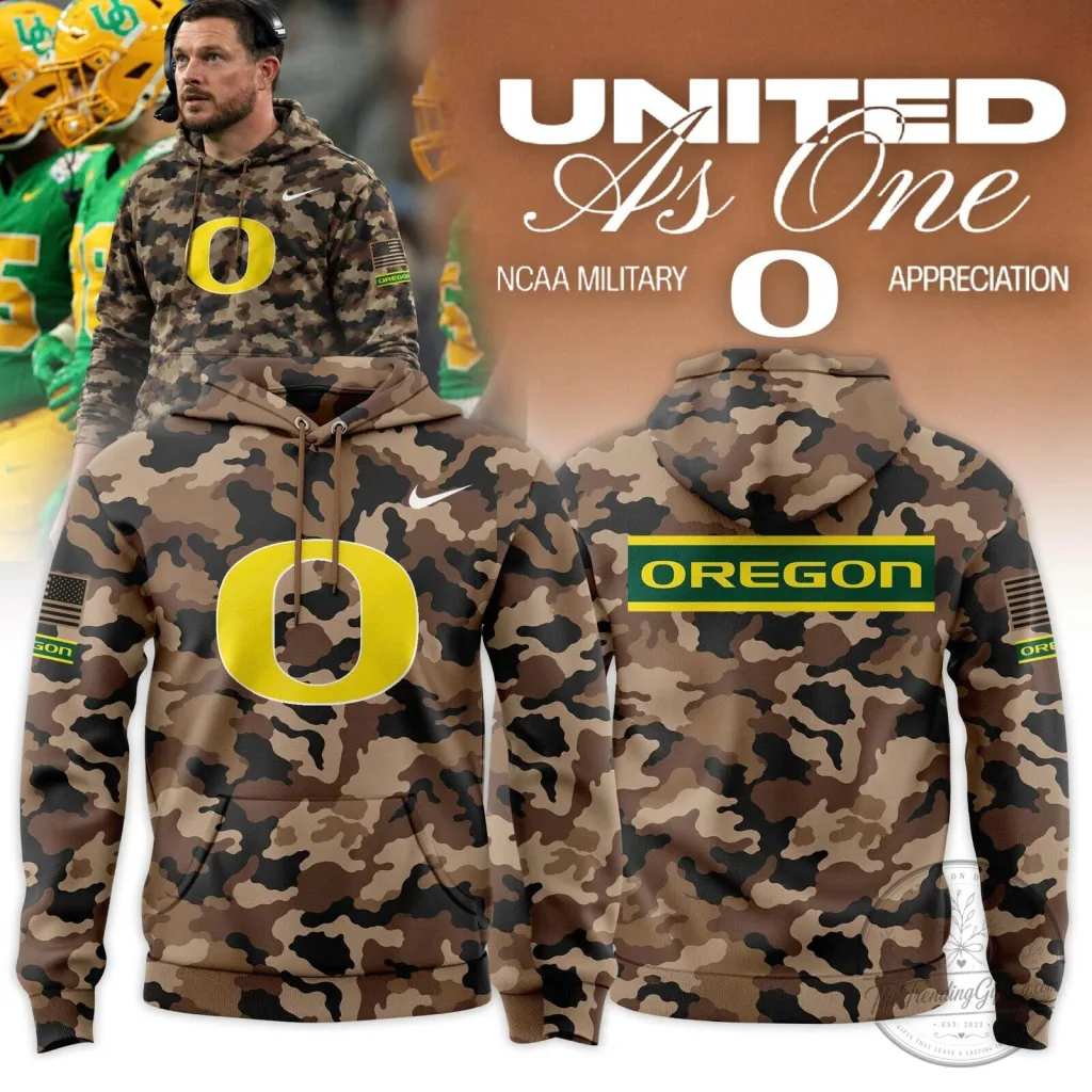 NCAA Camouflage Hoodie for Oregon Ducks - Military Appreciation Edition NCAA Camouflage Hoodie for Oregon Ducks - Military Appreciation Edition