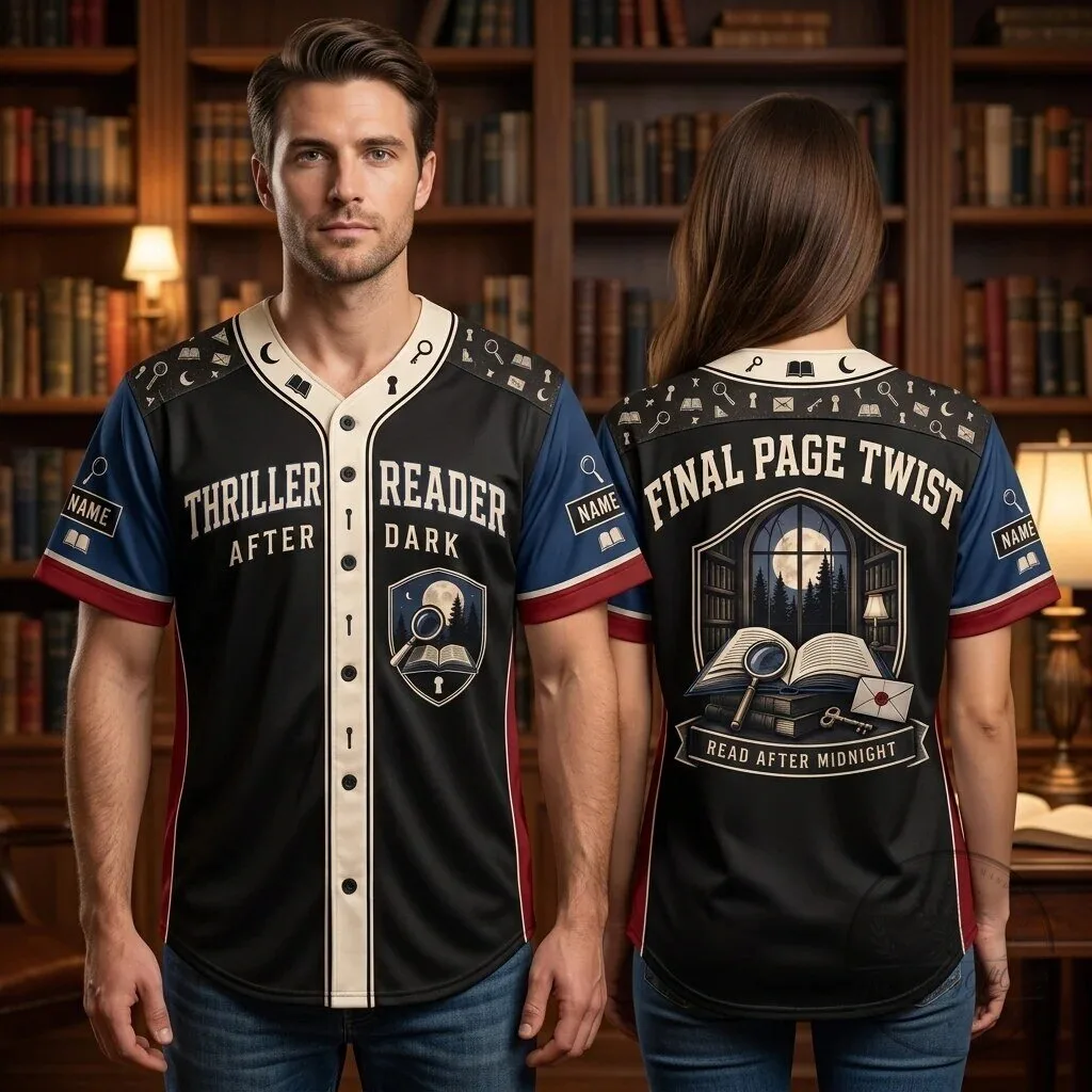 Thriller Reader After Dark Book Lover Baseball Jersey 1 Thriller Reader After Dark Book Lover Baseball Jersey