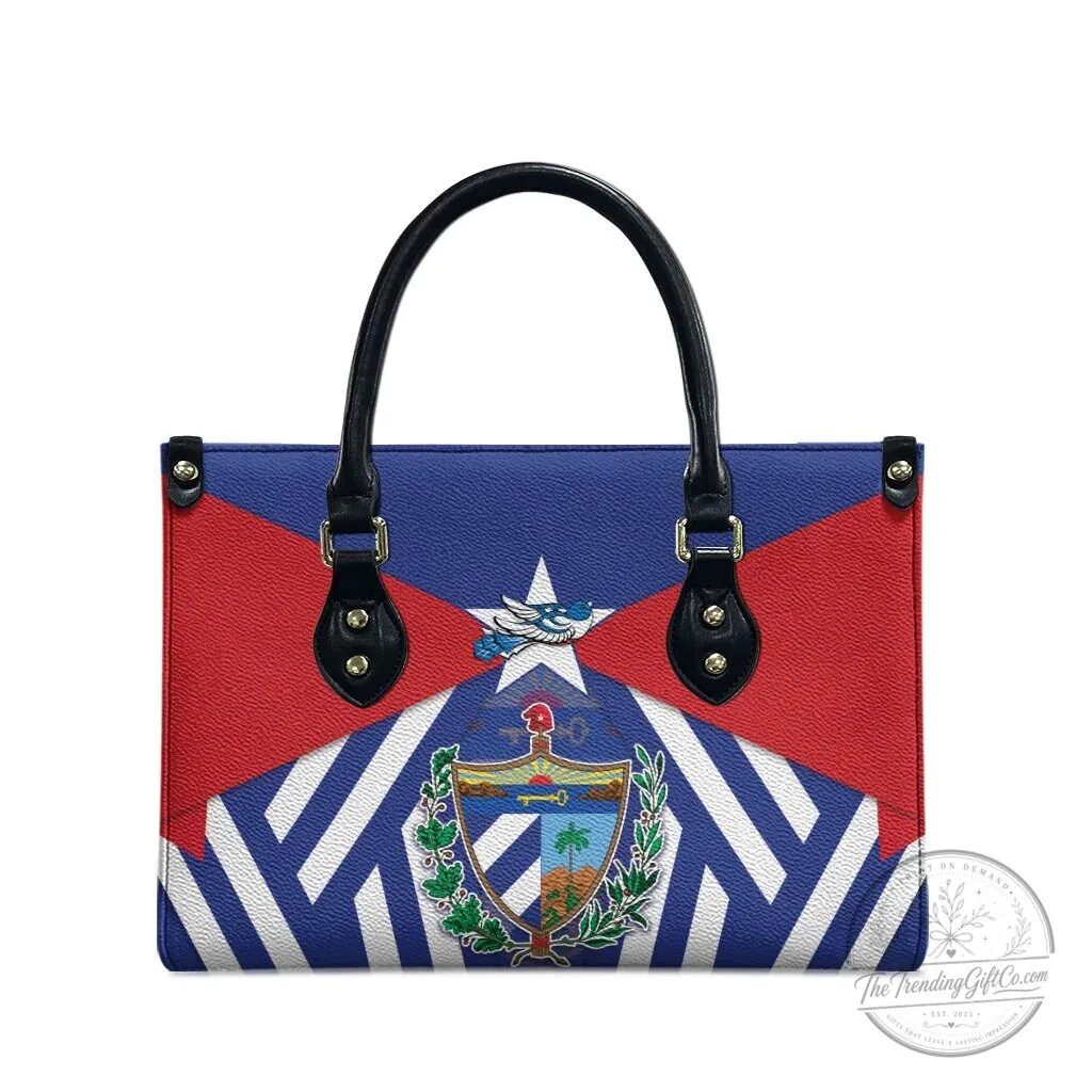 Cuban Flag Coat of Arms Leather Handbag with Cuban Trogon Bird Design 7 Cuban Flag Coat of Arms Leather Handbag with Cuban Trogon Bird Design