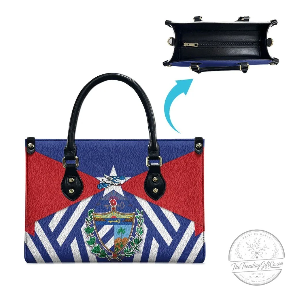 Cuban Flag Coat of Arms Leather Handbag with Cuban Trogon Bird Design 8 Cuban Flag Coat of Arms Leather Handbag with Cuban Trogon Bird Design