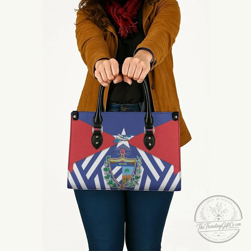 Cuban Flag Coat of Arms Leather Handbag with Cuban Trogon Bird Design 9 Cuban Flag Coat of Arms Leather Handbag with Cuban Trogon Bird Design