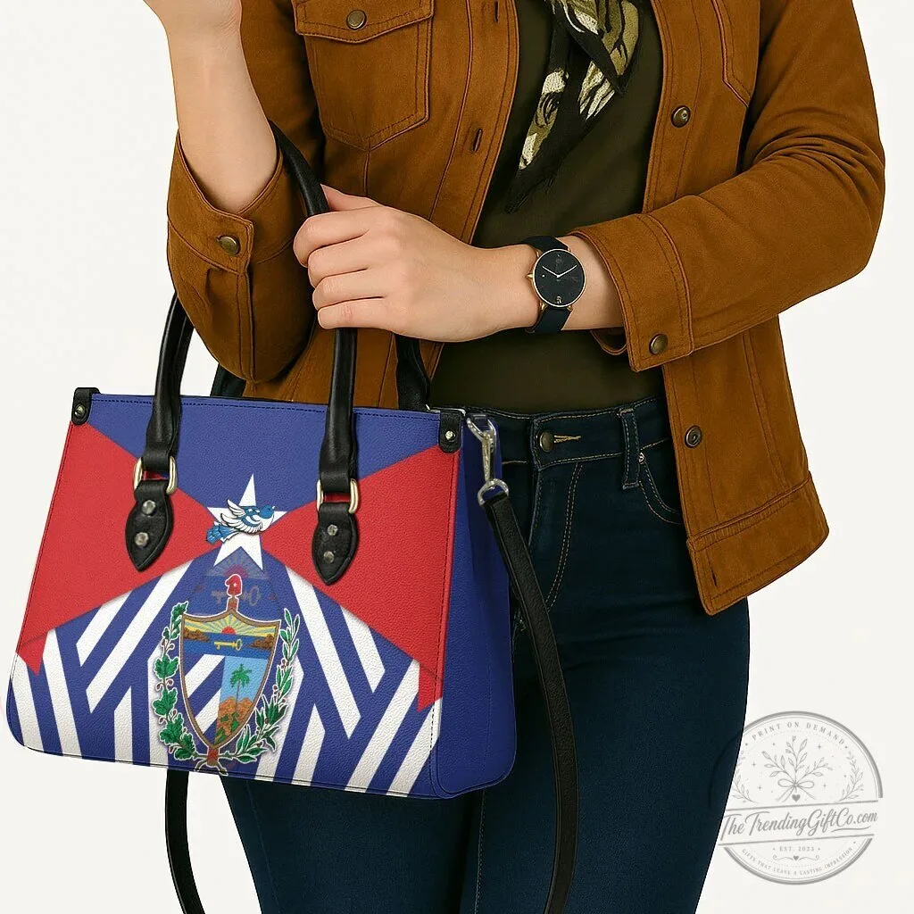 Cuban Flag Coat of Arms Leather Handbag with Cuban Trogon Bird Design 10 Cuban Flag Coat of Arms Leather Handbag with Cuban Trogon Bird Design