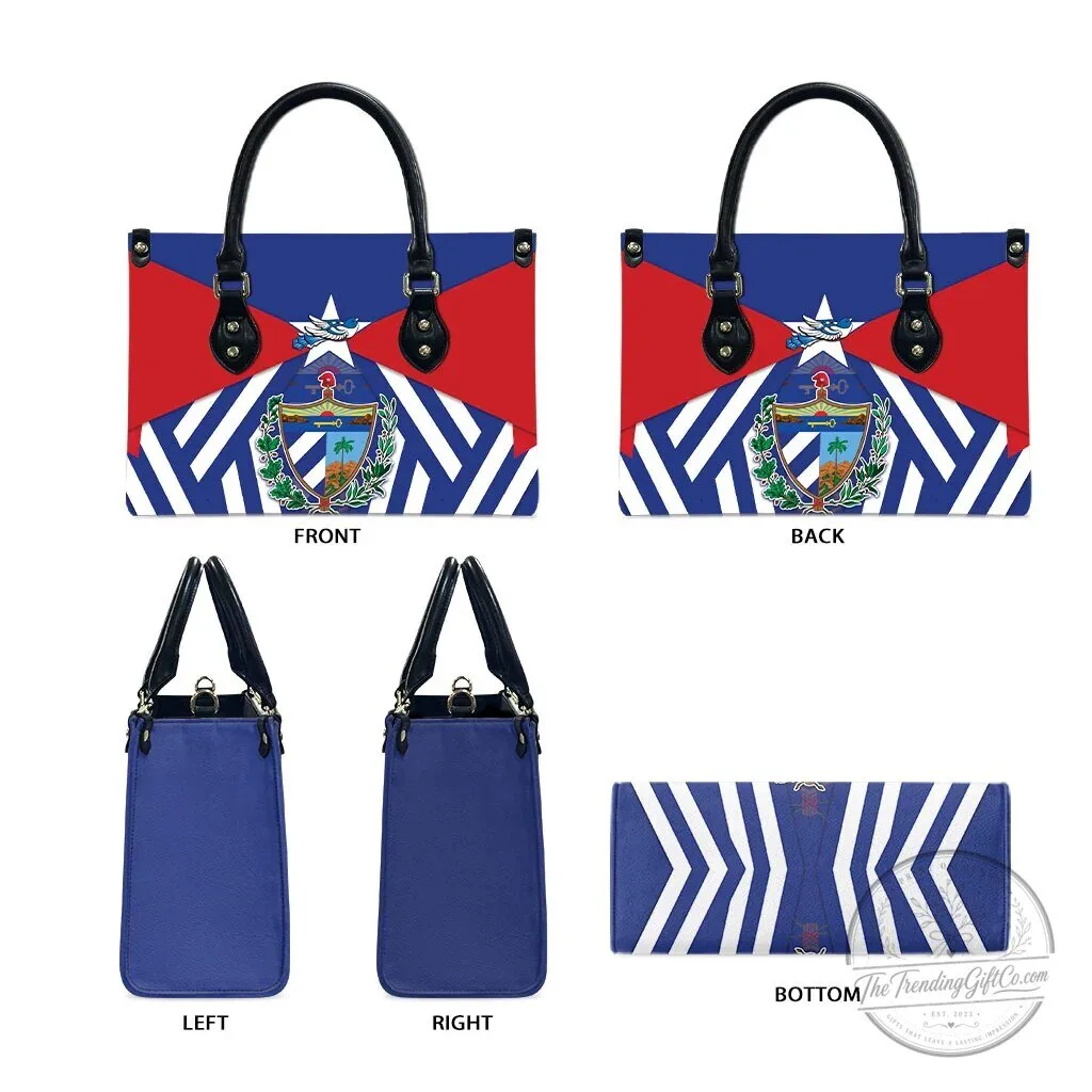 Cuban Flag Coat of Arms Leather Handbag with Cuban Trogon Bird Design 11 Cuban Flag Coat of Arms Leather Handbag with Cuban Trogon Bird Design
