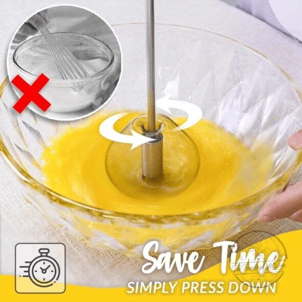 Stainless Steel Semi-Automatic Hand Press Rotary Whisk 9 Stainless Steel Semi-Automatic Hand Press Rotary Whisk