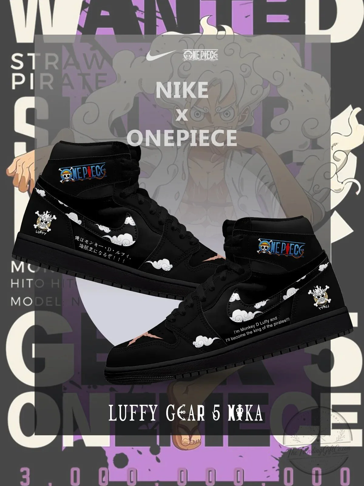 Monkey D. Luffy Gear Five Nika One Piece Anime Black High Top Sneakers