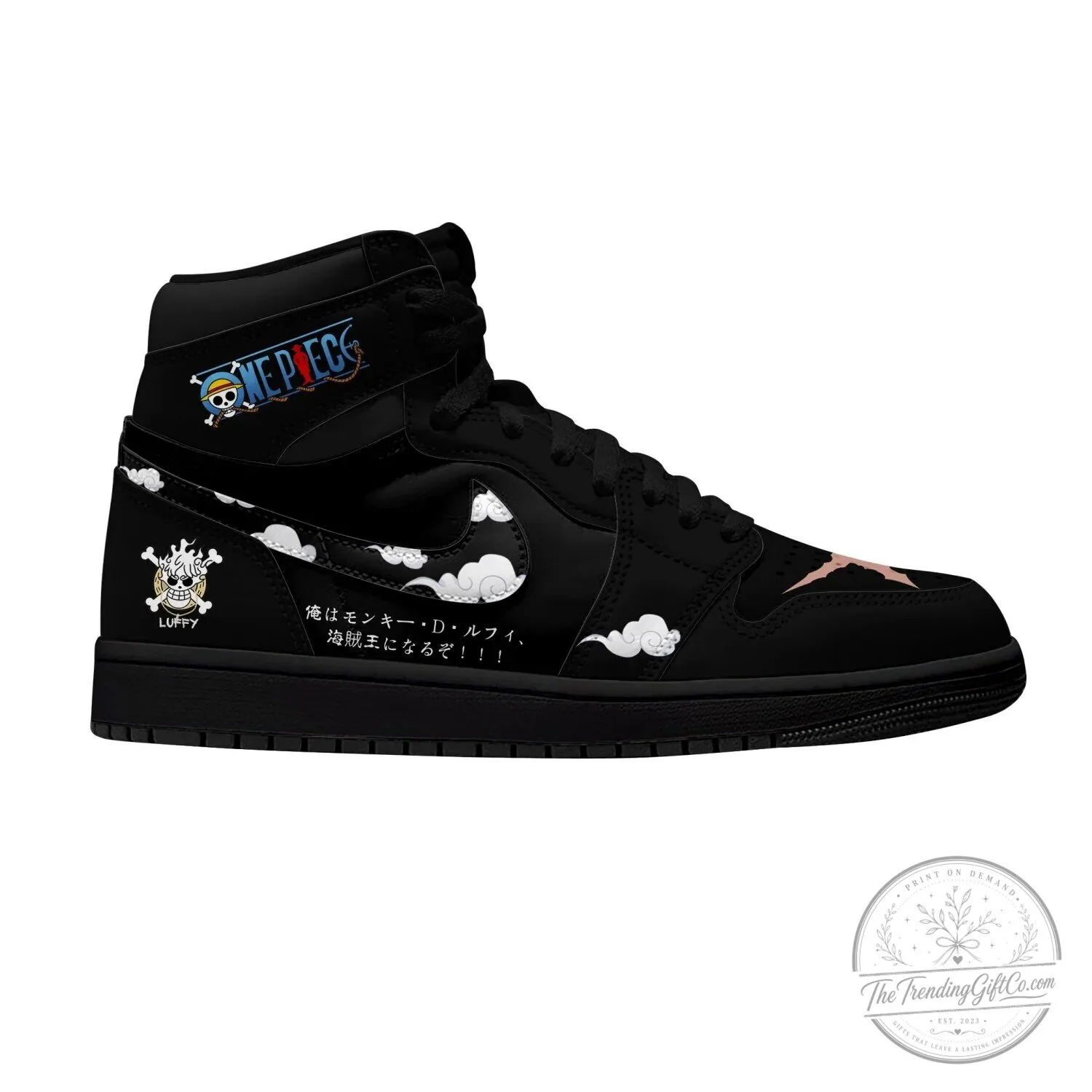 Monkey D. Luffy Gear Five Nika One Piece Anime Black High Top Sneakers 4 Monkey D. Luffy Gear Five Nika One Piece Anime Black High Top Sneakers