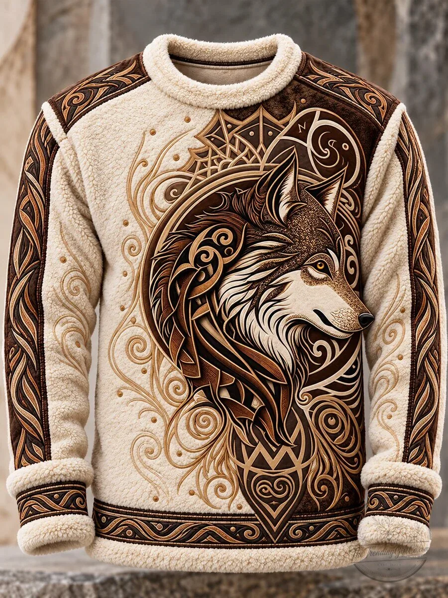 Viking Wolf Art Sherpa Fleece Crewneck Sweatshirt 1 Viking Wolf Art Sherpa Fleece Crewneck Sweatshirt
