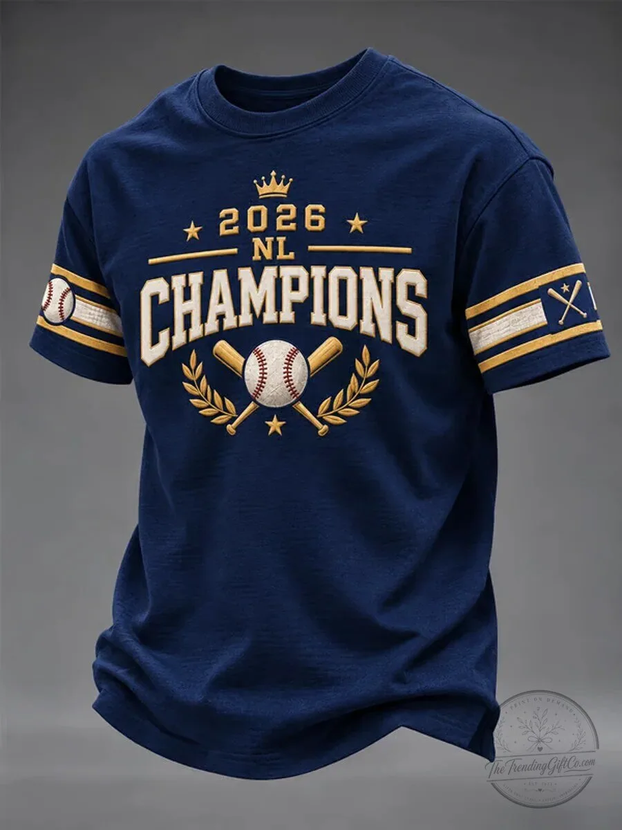 2026 NL Champions Baseball Crowned Team Fan Short Sleeve T-Shirt 1 2026 NL Champions Baseball Crowned Team Fan Short Sleeve T-Shirt