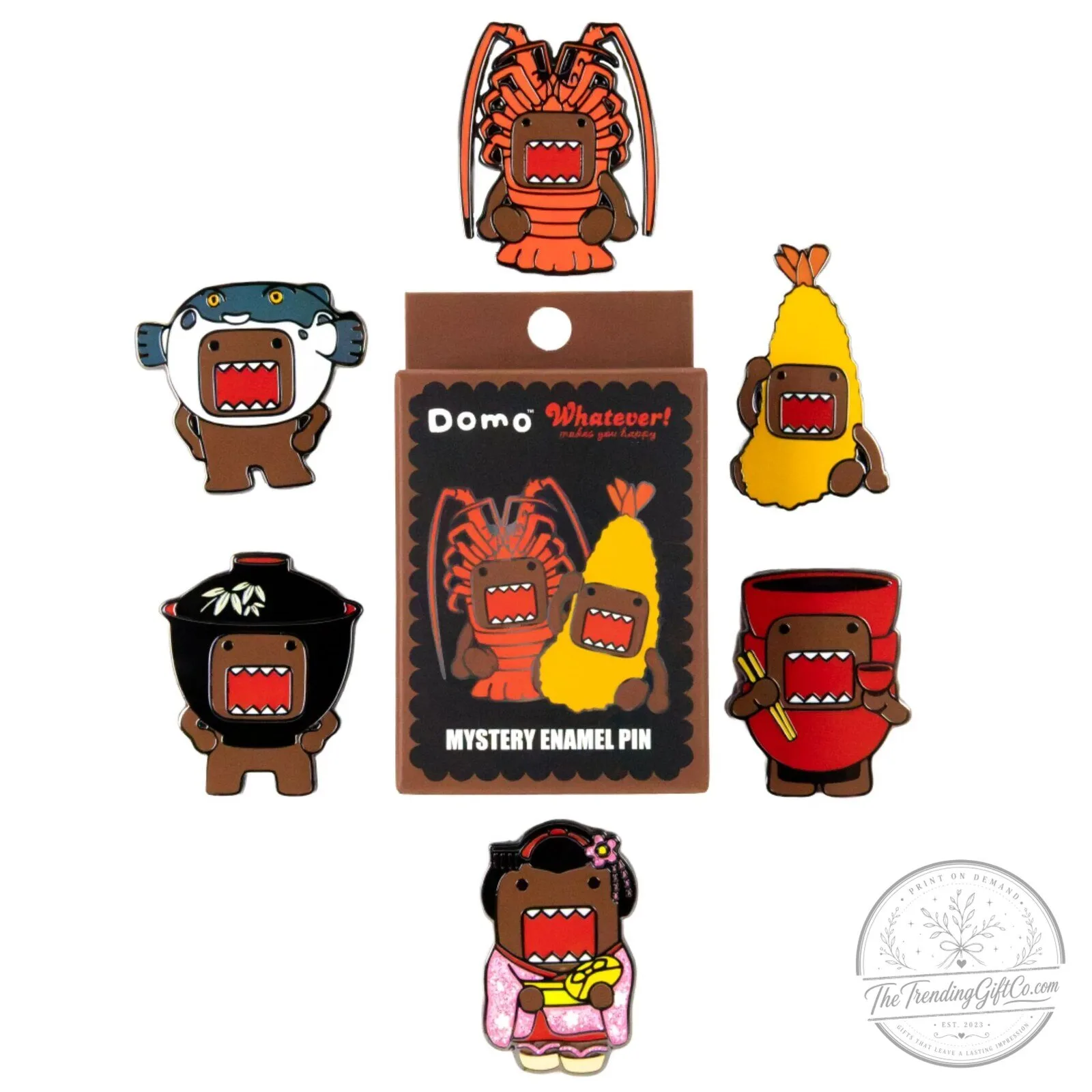 Domo-kun Whatever Makes You Happy Mystery Box Enamel Pin Set 5 Domo-kun Whatever Makes You Happy Mystery Box Enamel Pin Set