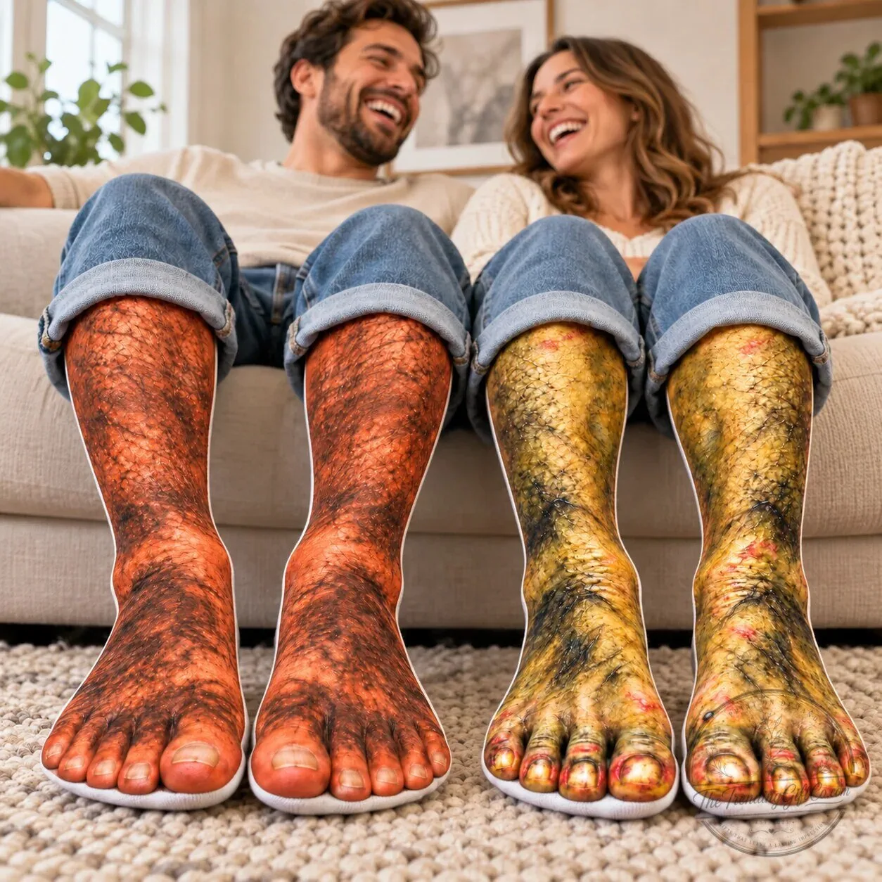 Realistic Hairy Monster Feet Crew Socks - Funny Personalized Gifts for Him/Her