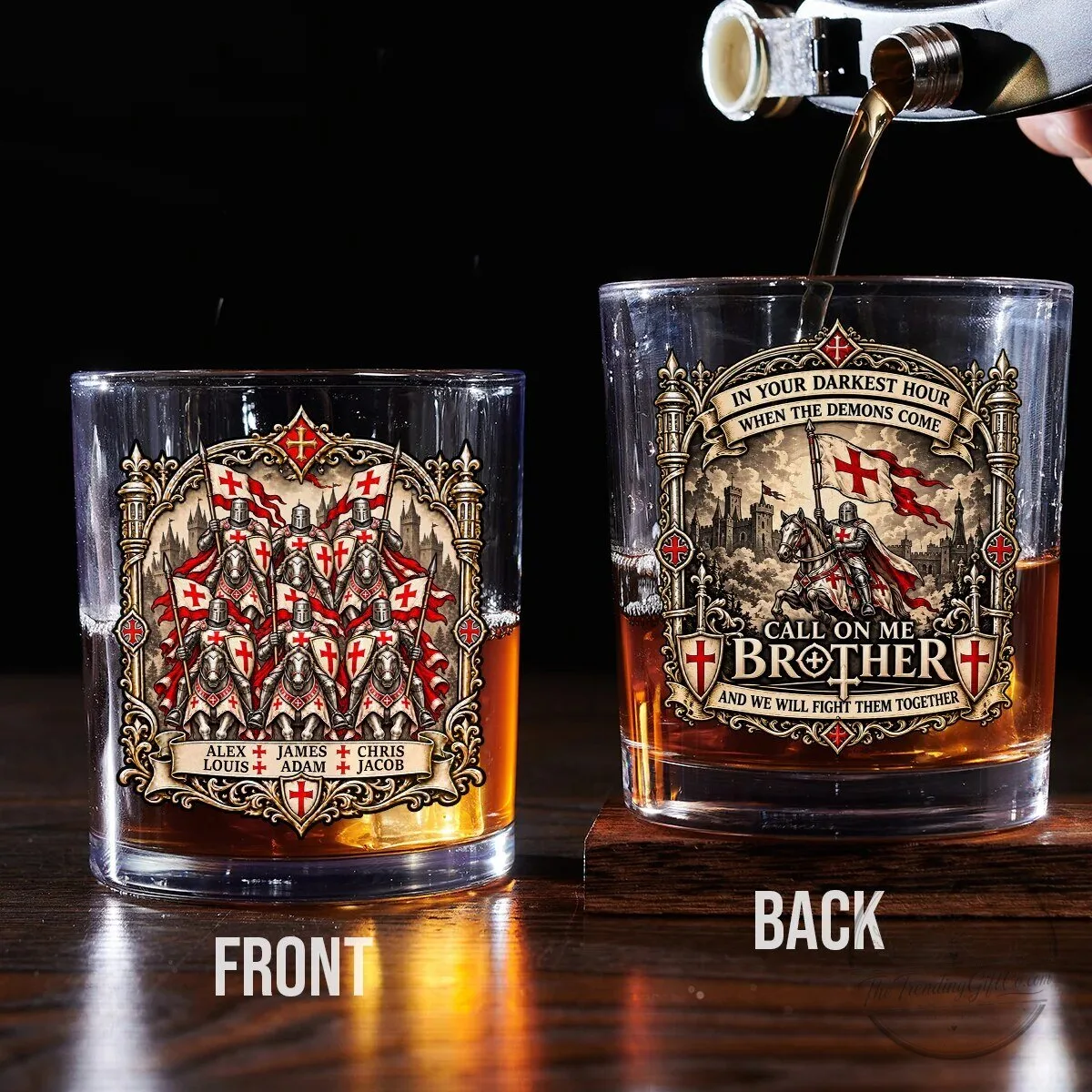 Knights Templar Personalized Whiskey Glass, Crusader Cross Medieval Warrior Drinking Glass 12 Knights Templar Personalized Whiskey Glass, Crusader Cross Medieval Warrior Drinking Glass