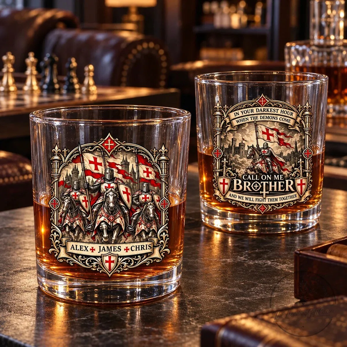 Knights Templar Personalized Whiskey Glass, Crusader Cross Medieval Warrior Drinking Glass 13 Knights Templar Personalized Whiskey Glass, Crusader Cross Medieval Warrior Drinking Glass