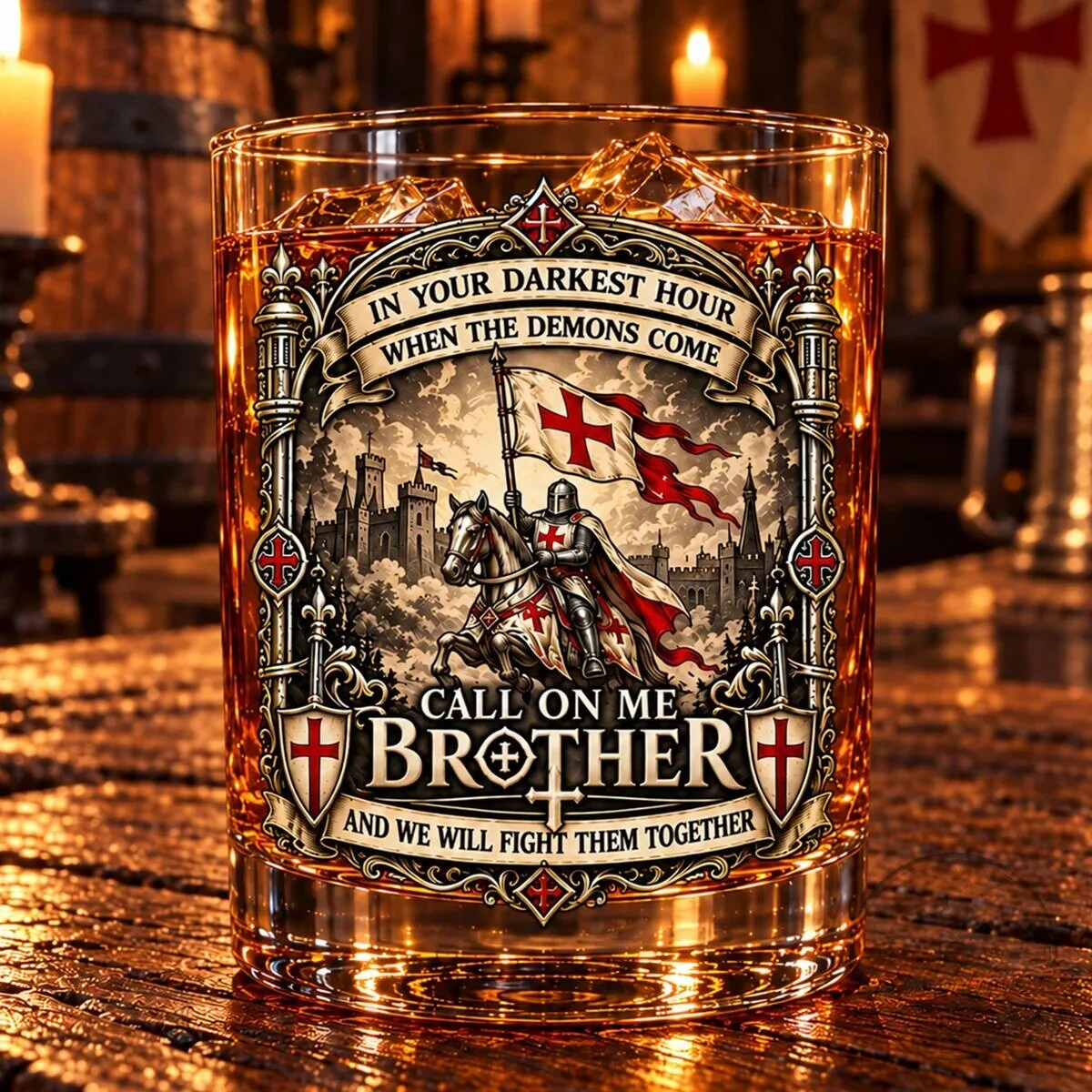 Knights Templar Personalized Whiskey Glass, Crusader Cross Medieval Warrior Drinking Glass 14 Knights Templar Personalized Whiskey Glass, Crusader Cross Medieval Warrior Drinking Glass