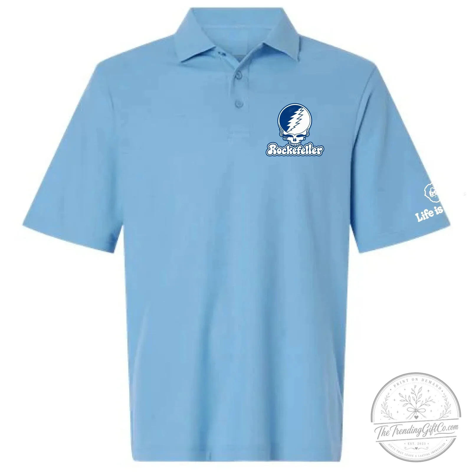 Grateful Dead Stealie Skull Rockefeller Center Light Blue Polo Shirt 4 Grateful Dead Stealie Skull Rockefeller Center Light Blue Polo Shirt