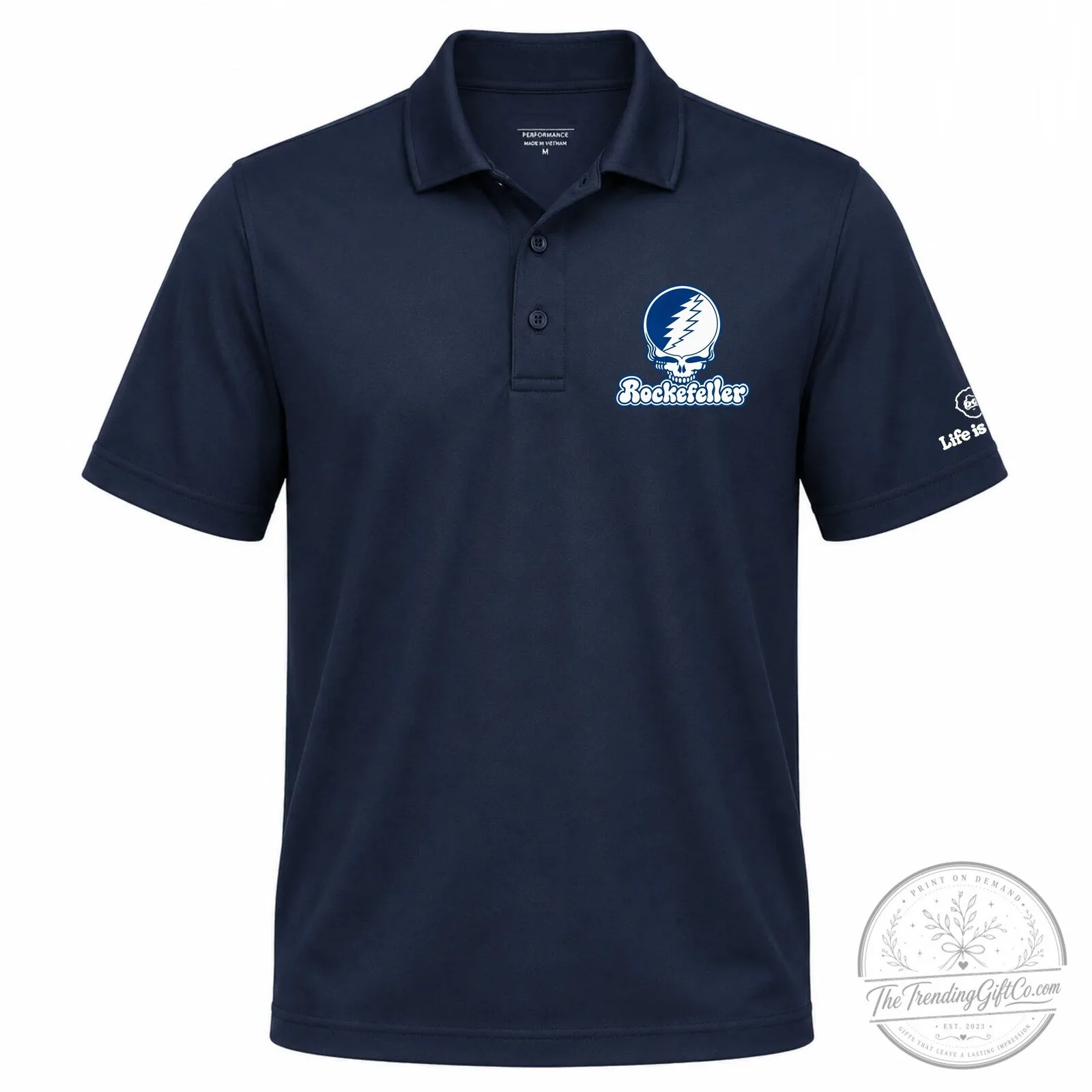 Grateful Dead Stealie Skull Rockefeller Center Light Blue Polo Shirt 5 Grateful Dead Stealie Skull Rockefeller Center Light Blue Polo Shirt