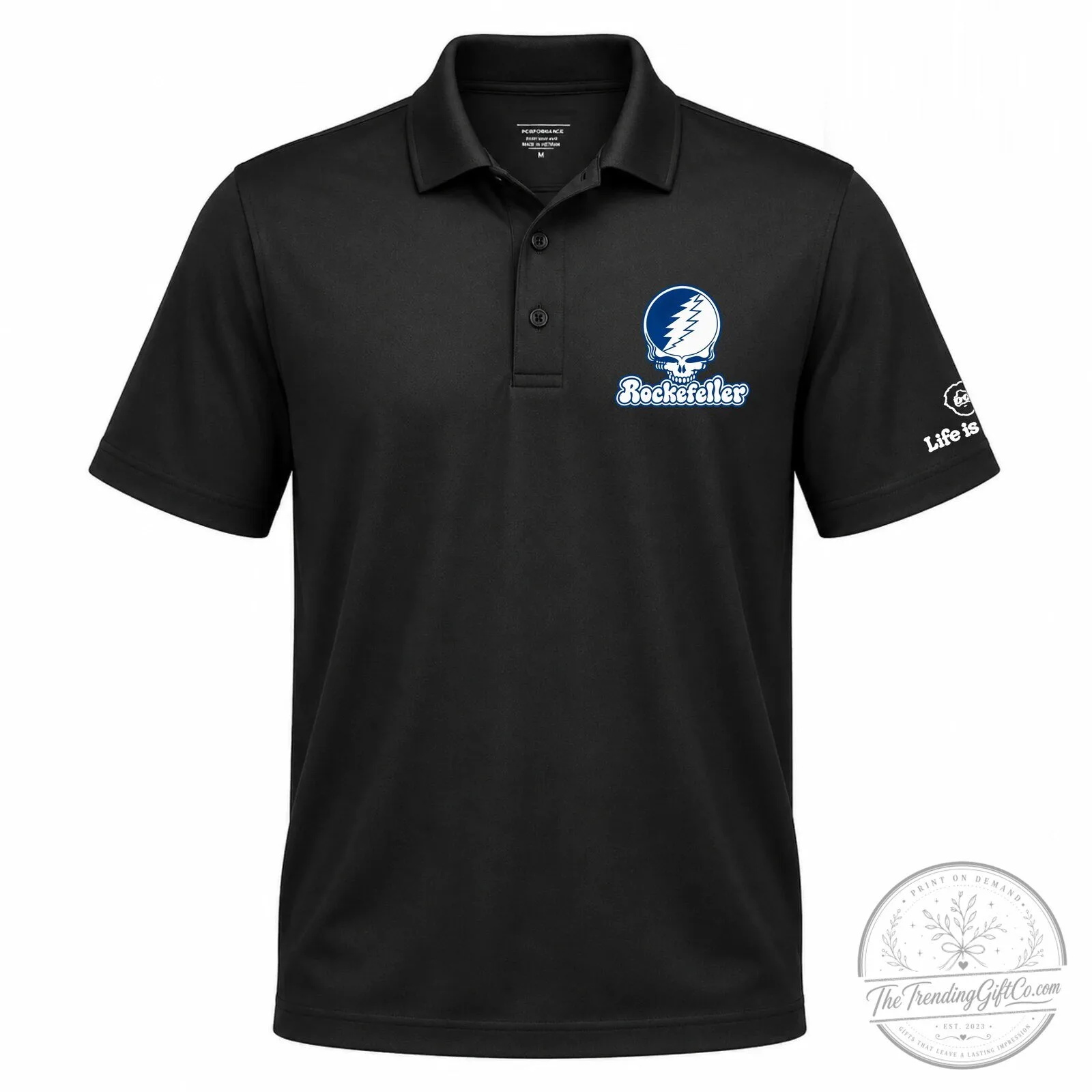 Grateful Dead Stealie Skull Rockefeller Center Light Blue Polo Shirt 6 Grateful Dead Stealie Skull Rockefeller Center Light Blue Polo Shirt