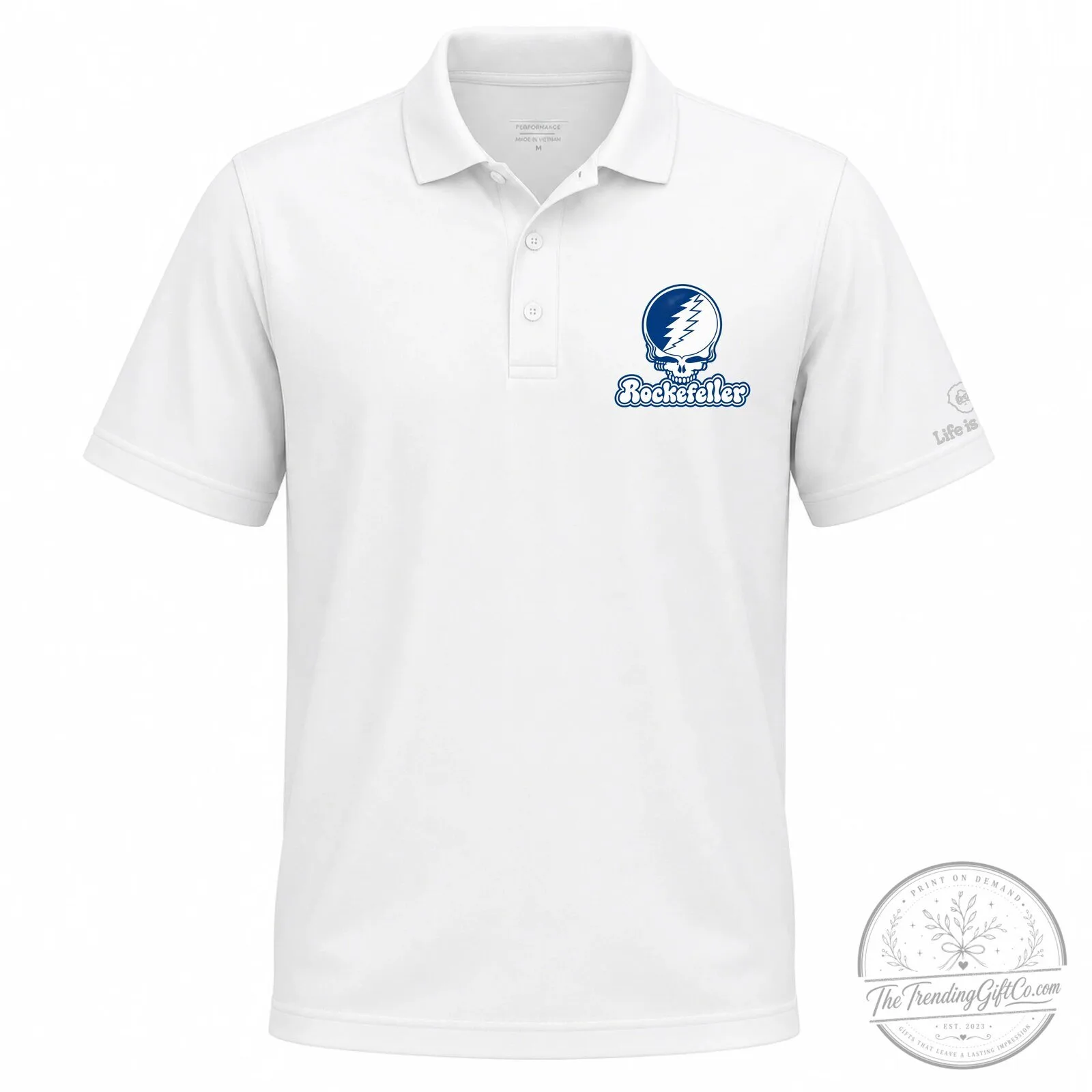 Grateful Dead Stealie Skull Rockefeller Center Light Blue Polo Shirt 7 Grateful Dead Stealie Skull Rockefeller Center Light Blue Polo Shirt