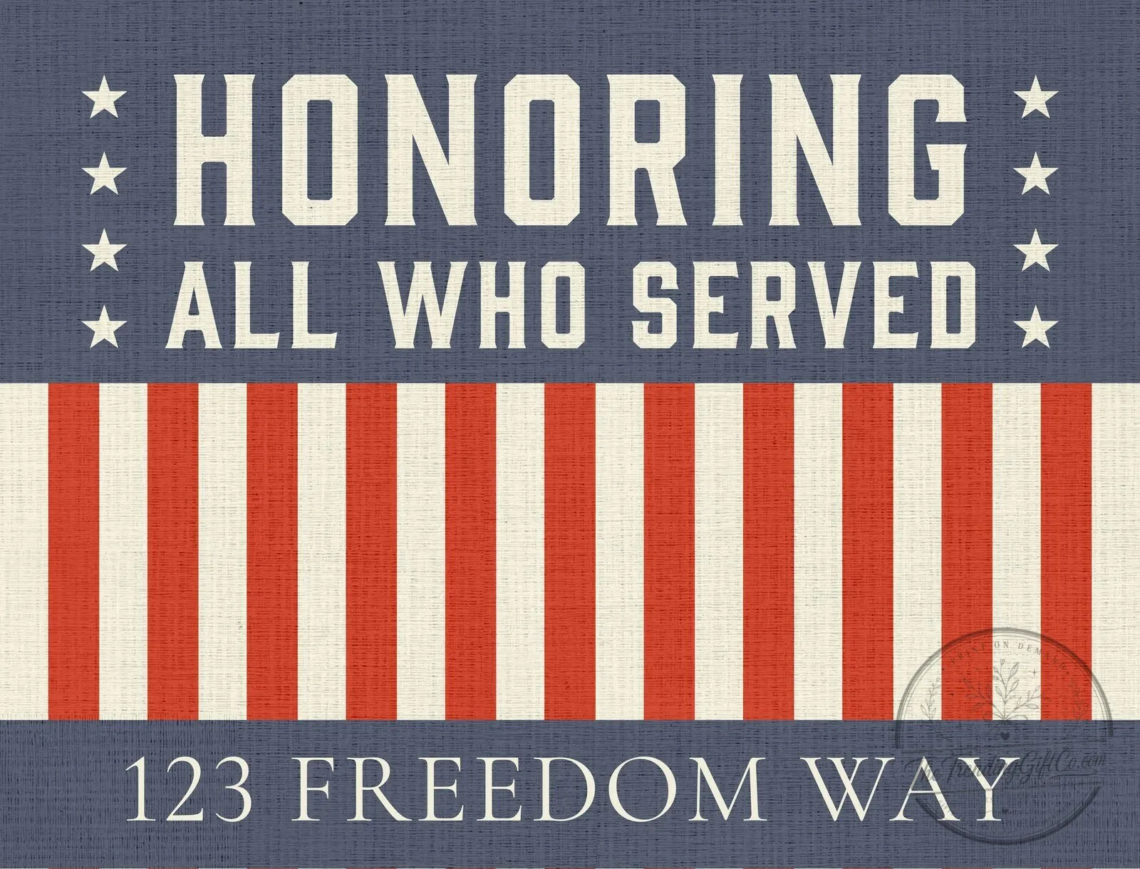 Honoring All Who Served Custom Address Yard Sign with American Flag