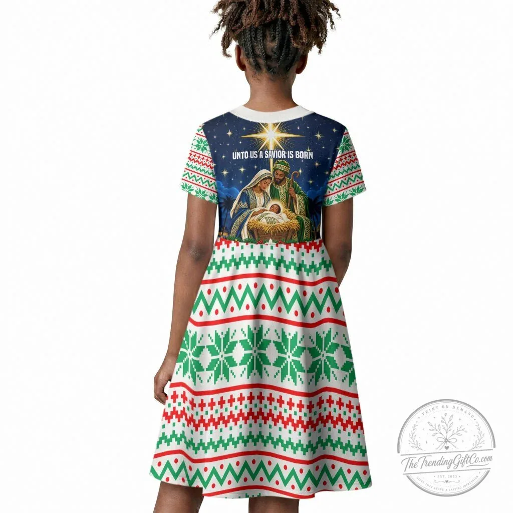 Nigeria Jesus Christmas Faith Light Kid Short Sleeve Dress Nigerian Flag Christmas Nativity Scene 6 Nigeria Jesus Christmas Faith Light Kid Short Sleeve Dress Nigerian Flag Christmas Nativity Scene