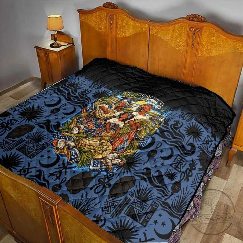 African American Gullah Geechee Quilt with Sweetgrass Basket and Coastal Design 7 African American Gullah Geechee Quilt with Sweetgrass Basket and Coastal Design