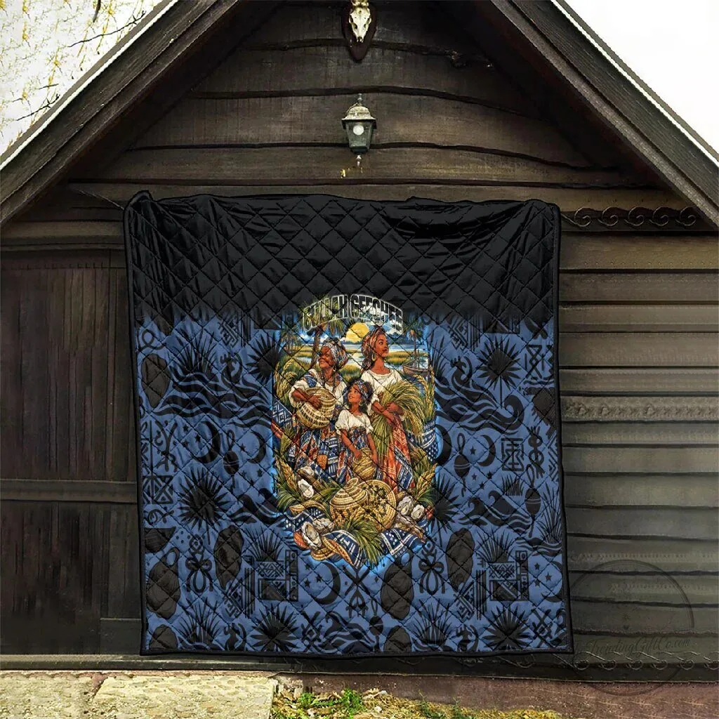 African American Gullah Geechee Quilt with Sweetgrass Basket and Coastal Design 11 African American Gullah Geechee Quilt with Sweetgrass Basket and Coastal Design