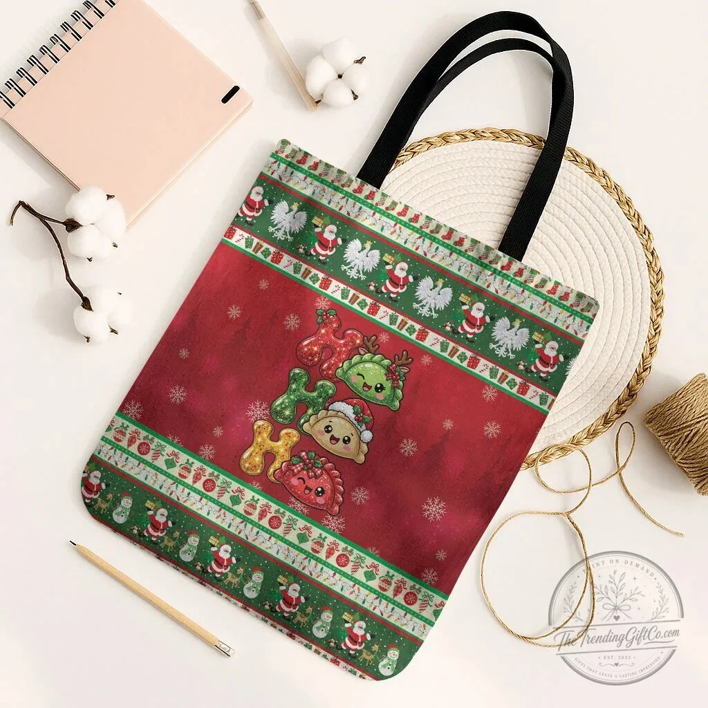 Funny Polish Pierogi Christmas Holiday Ho Ho Ho Tote Bag