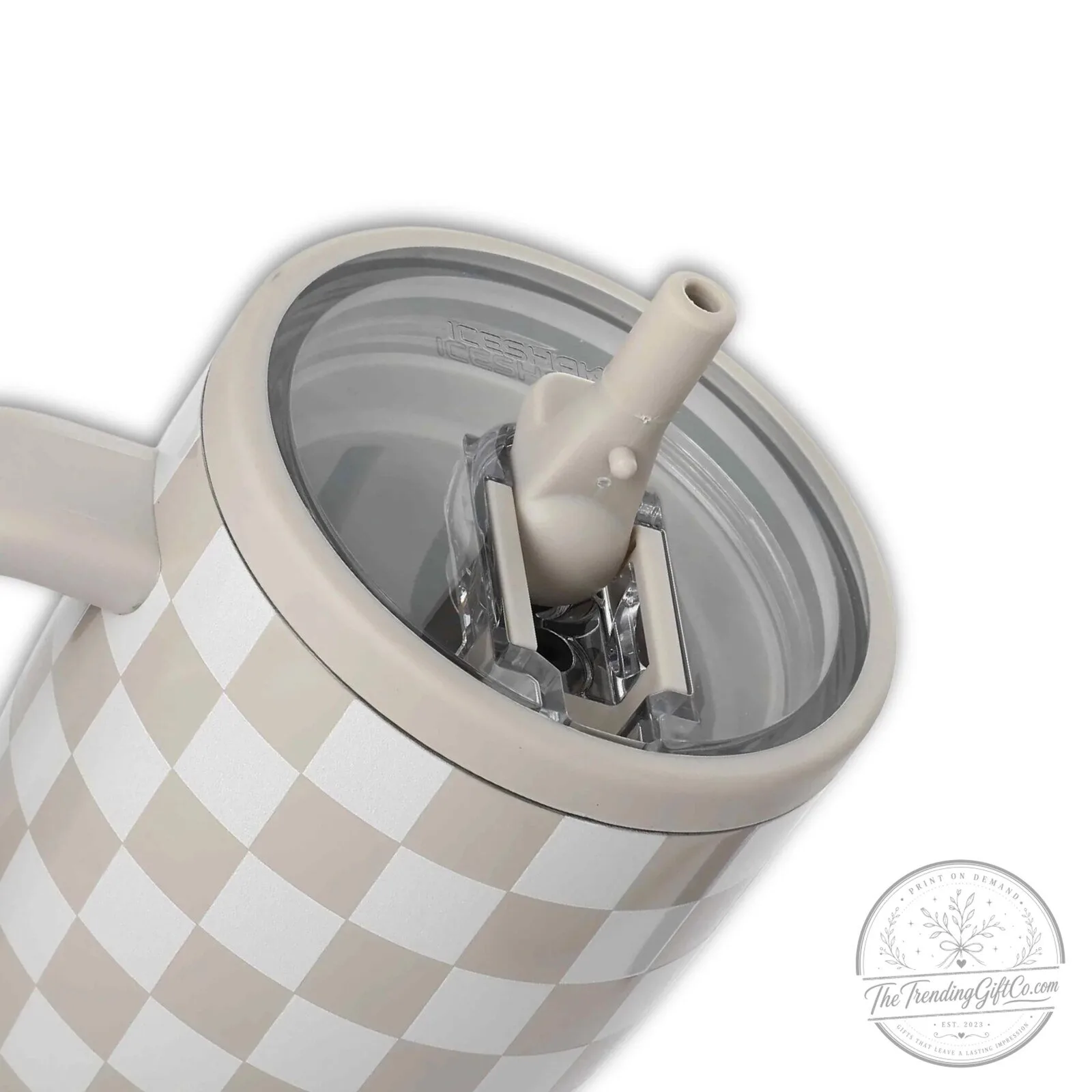 Cobblestone Checkered Pattern Insulated Stainless Steel Tumbler with Handle 12 Cobblestone Checkered Pattern Insulated Stainless Steel Tumbler with Handle