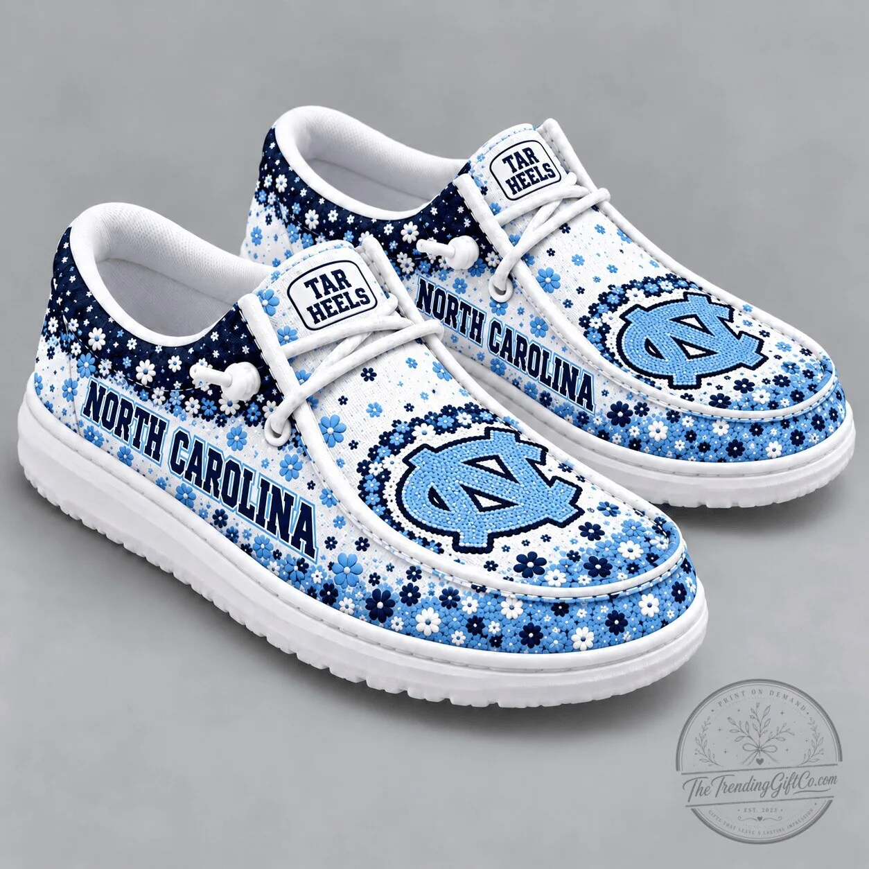 North Carolina Tar Heels Floral Pattern Loafer Shoes 1 North Carolina Tar Heels Floral Pattern Loafer Shoes